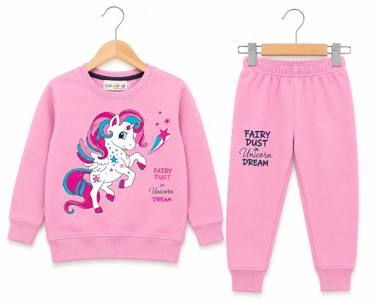 Girls Pink Unicorn Fairy Dust Tracksuit Set ๐