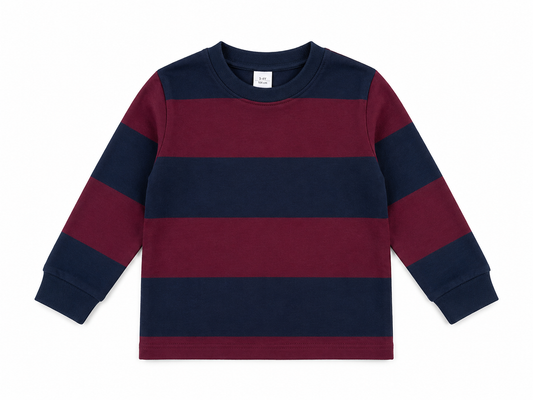 ๐ Kids Navy & Maroon Striped Full-Sleeve Shirt