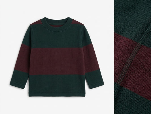 Product Name: Boys' Maroon & Dark Green Block-Striped Long-Sleeve Sweatshirt