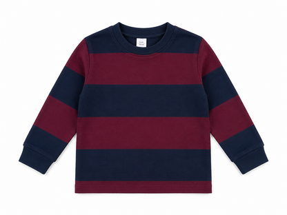 👕 Kids Navy & Maroon Striped Full-Sleeve Shirt