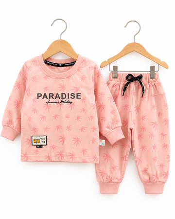 Peach Paradise Palm 2-Piece Sweatshirt & Jogger Set