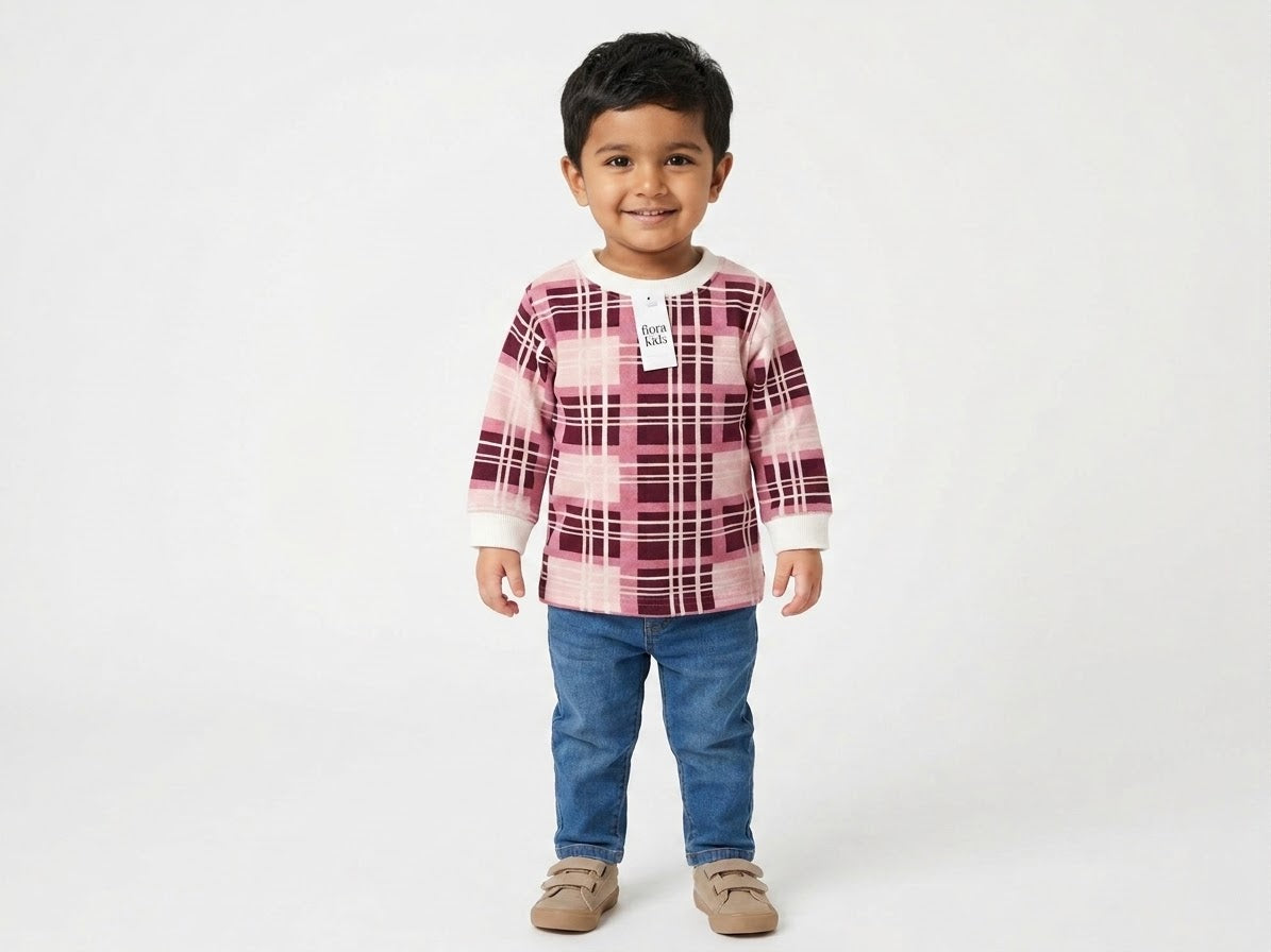 Fiora Kids Pink Plaid Sweatshirt