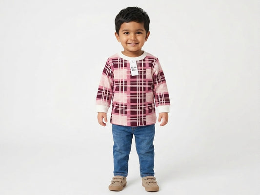 Fiora Kids Pink Plaid Sweatshirt