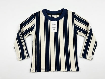 Fiora Kids Navy & Off-White Vertical Stripe Long Sleeve shirt