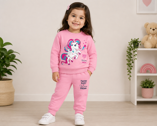 Girls Pink Unicorn Fairy Dust Tracksuit Set 🎀