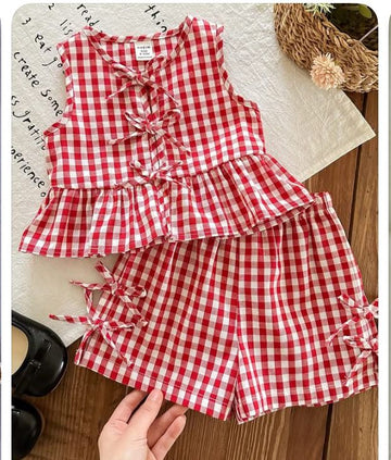 Cherry Check Bow Summer Set