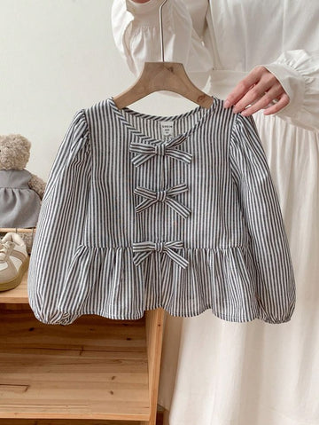 Classic Stripe Bow Peplum Top