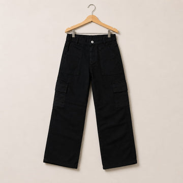 Fiora Kids Jet Black Cargo Pants