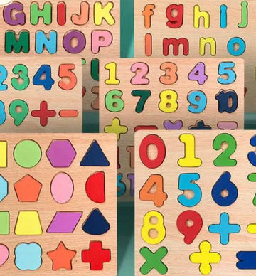 Pack of 4 Wooden ABC,123,puzzles,Learning Board